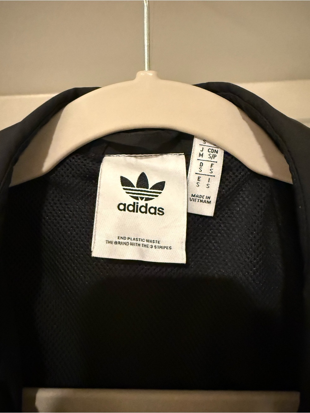 adidas Originals Black Windbreaker with White 3-Stripes - Picture 2 of 5